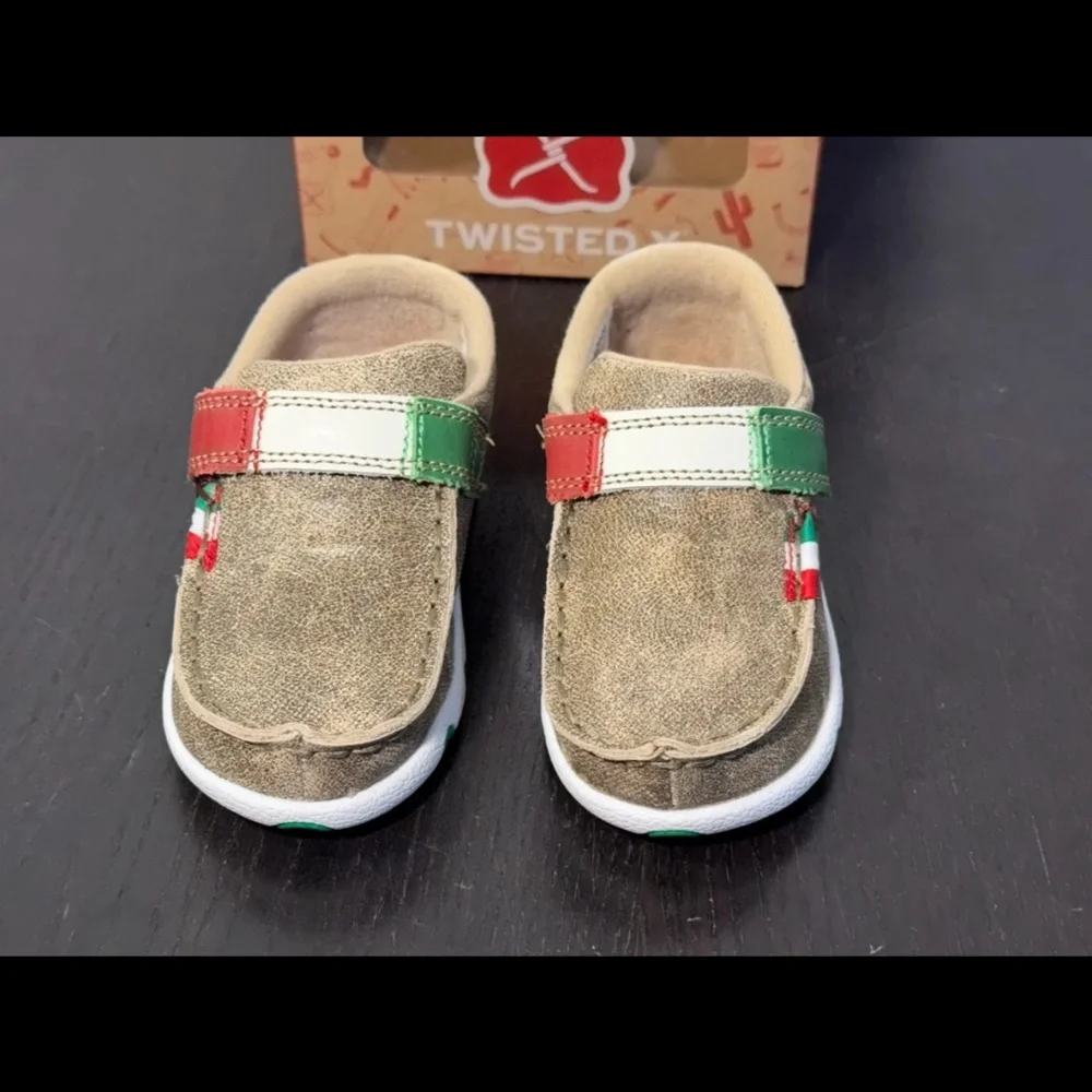 Twisted X Driving Moc Leather Shoes Dusty Tan/Multicolor Infants/Toddler 7M
